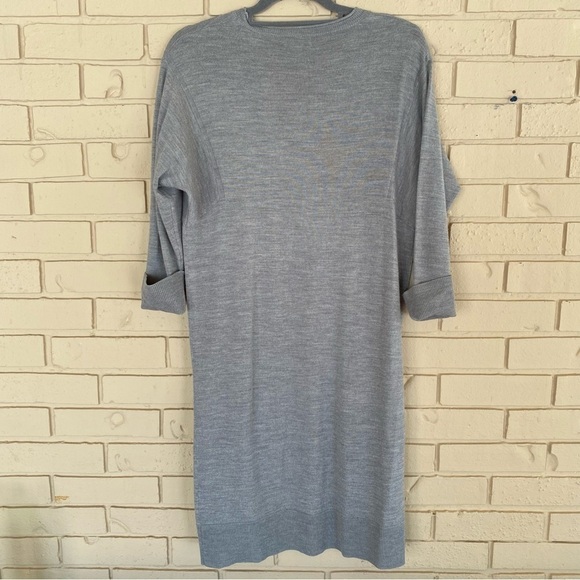Garnet Hill Merino Wool Crewneck Shift Sweater Dress Loose Gray Pockets Small S - Picture 4 of 7